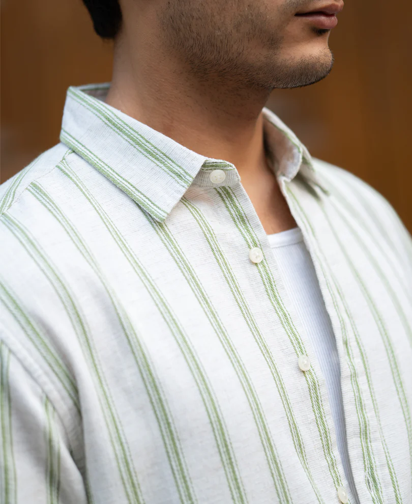 Natural & Green Broad Stripe Shirt - Image 6