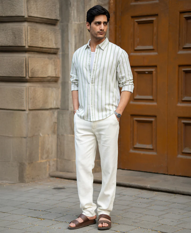 Natural & Green Broad Stripe Shirt - Image 7