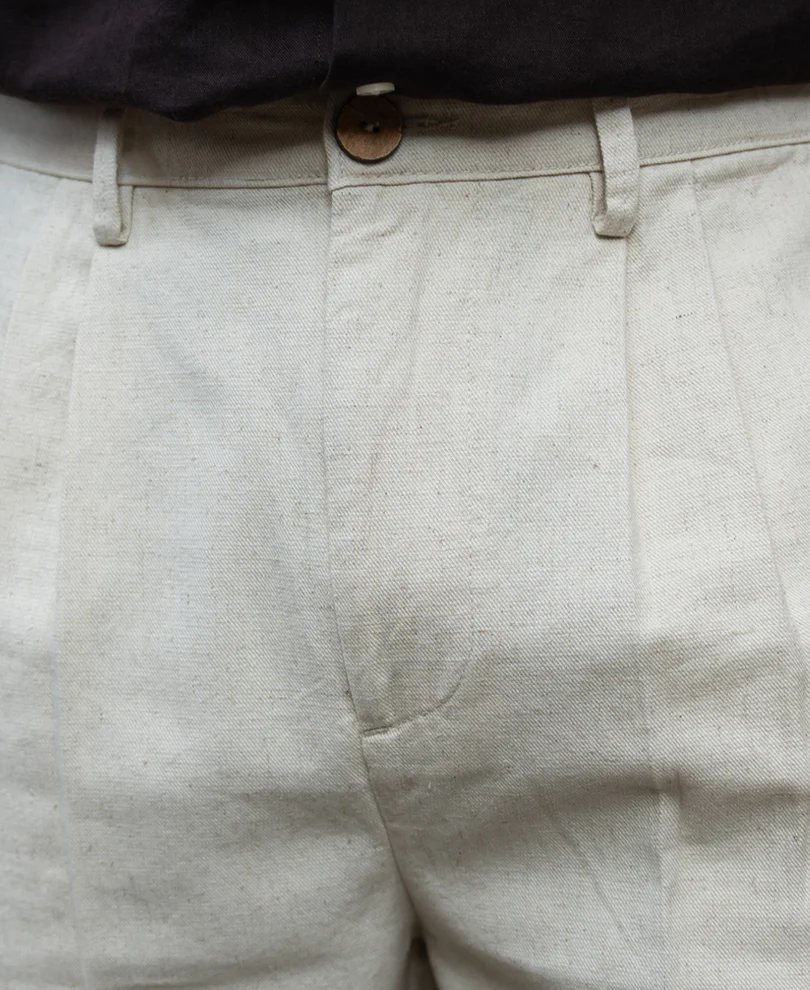 Natural Linen Blend Pleated Trousers - Image 5
