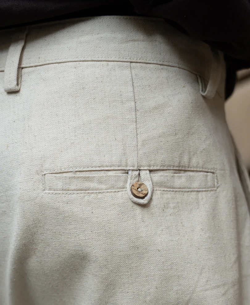 Natural Linen Blend Pleated Trousers - Image 6