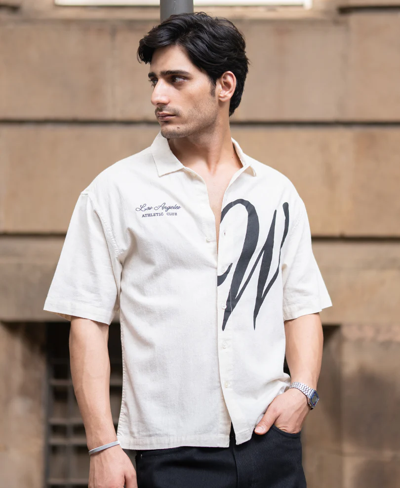 Natural Linen Blend Print Shirt - Image 2