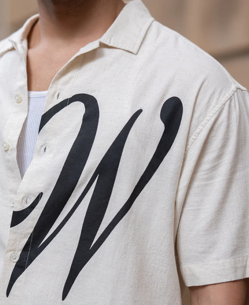Natural Linen Blend Print Shirt - Image 4