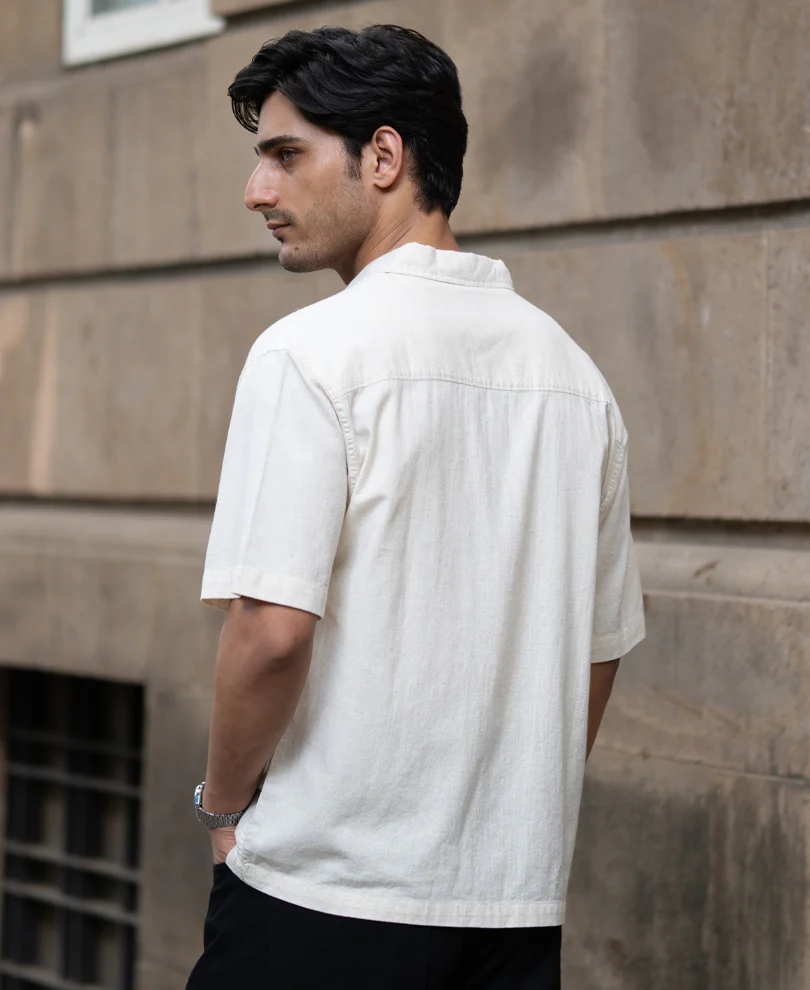 Natural Linen Blend Print Shirt - Image 5