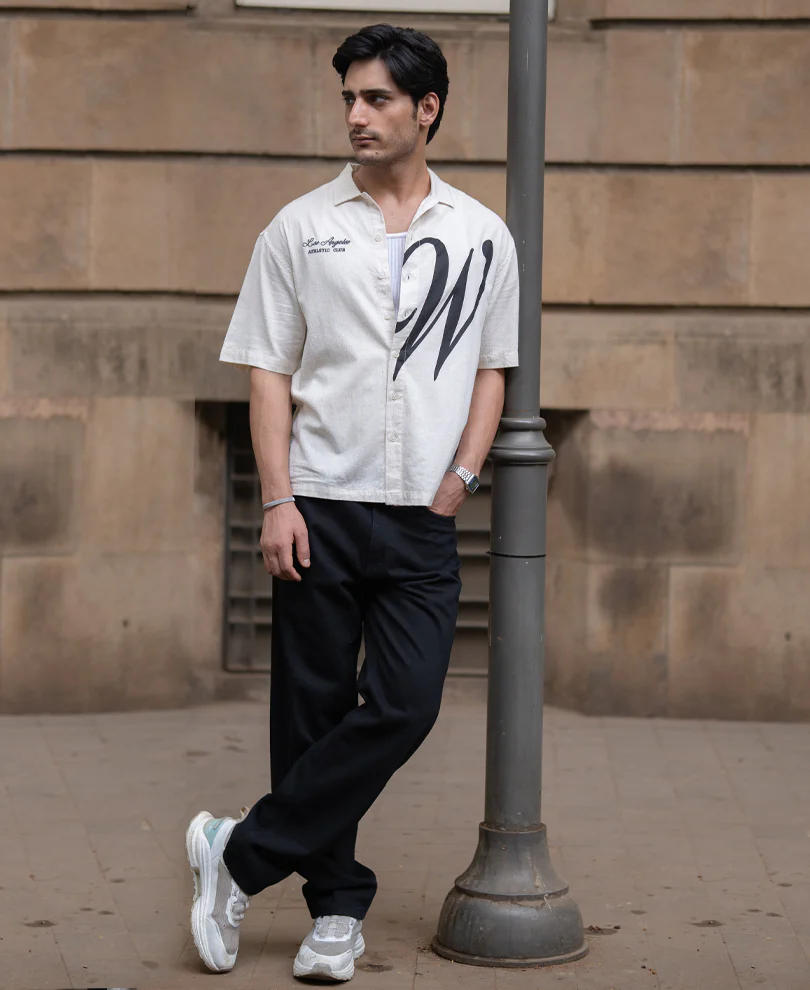 Natural Linen Blend Print Shirt - Image 6