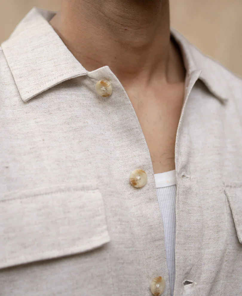 Natural Linen Double Pocket Shirt - Image 4