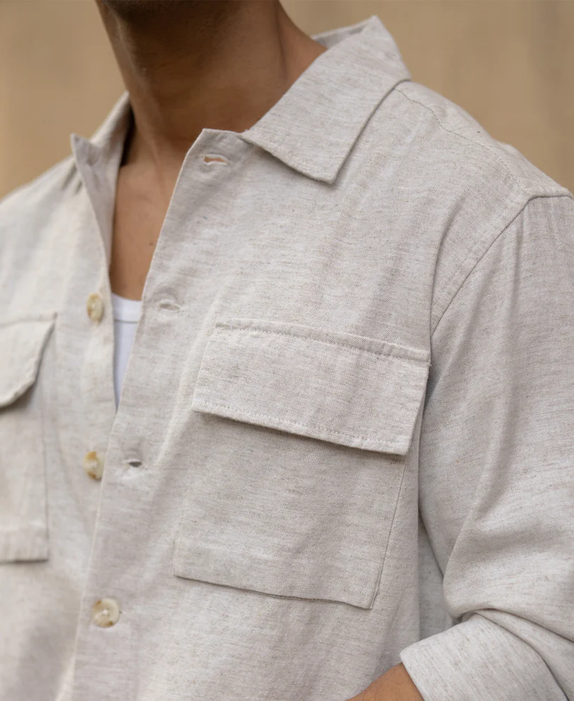 Natural Linen Double Pocket Shirt - Image 5