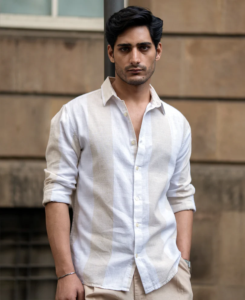 Natural & White Blend Stripe Shirt - Image 2