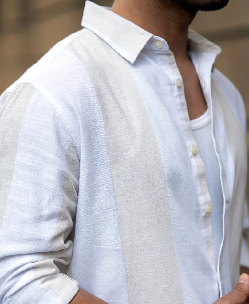 Natural & White Blend Stripe Shirt - Image 3