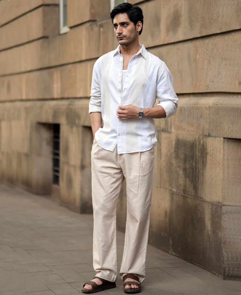 Natural & White Blend Stripe Shirt - Image 6