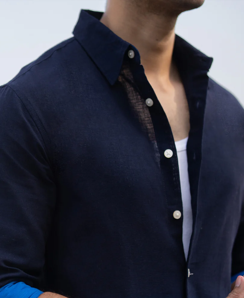 Navy And Royal Ombre Shirt 100% Cotton - Image 3