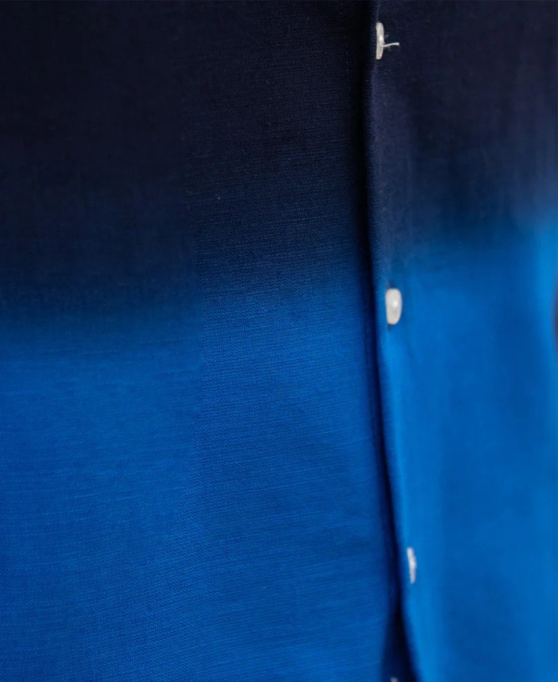 Navy And Royal Ombre Shirt 100% Cotton - Image 4