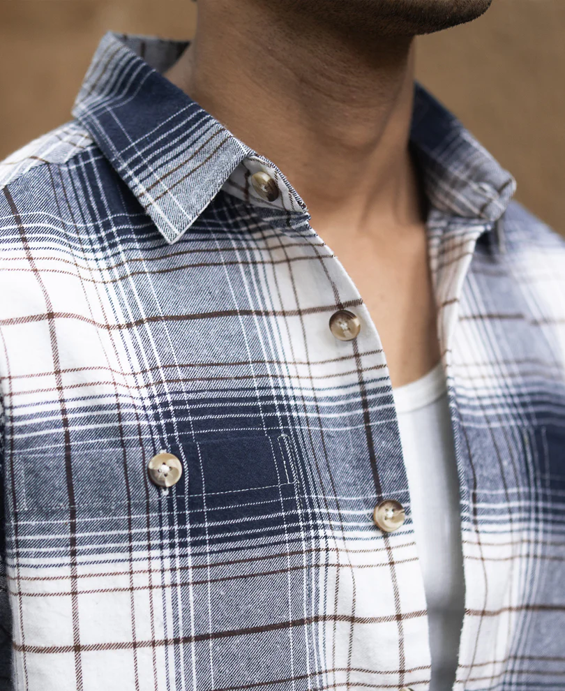 Navy And White Checks Shirt - Image 4
