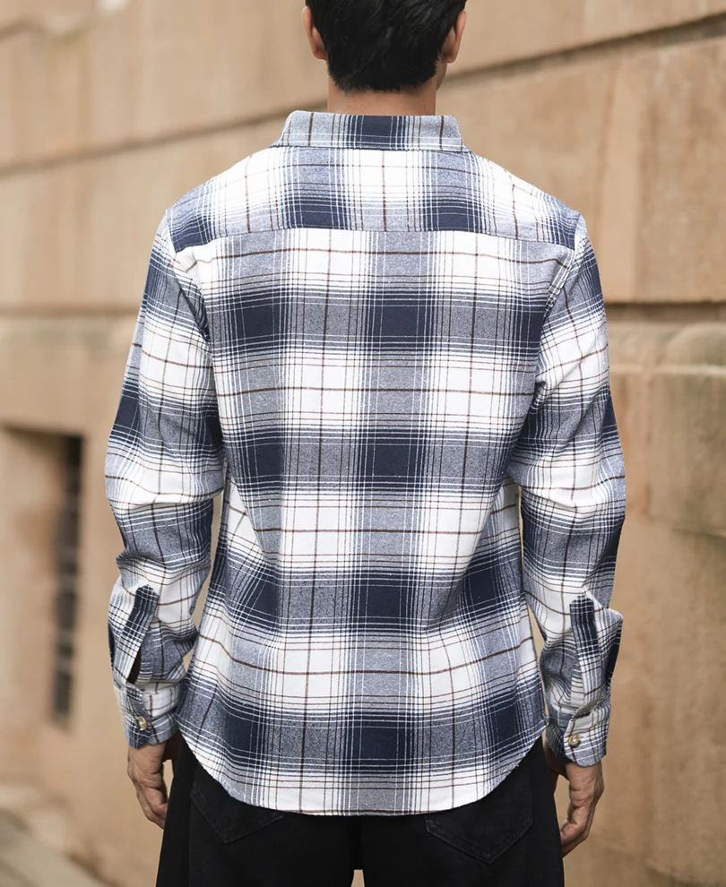 Navy And White Checks Shirt - Image 5
