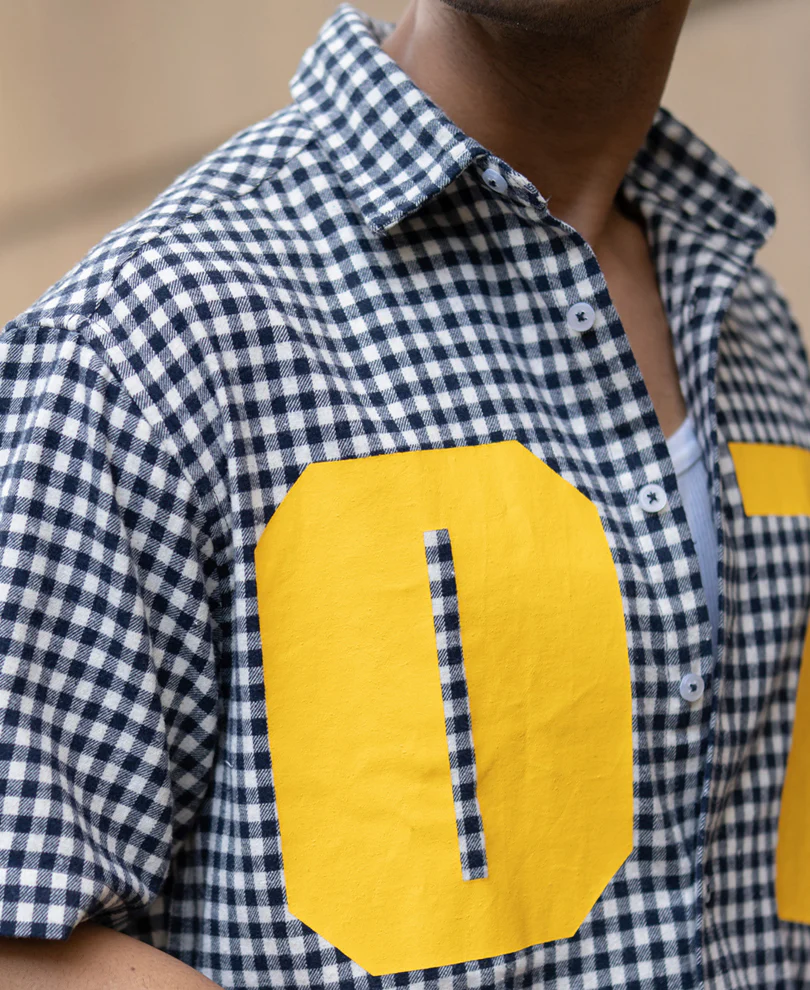 Navy Microchecks Print Shirt - Image 3