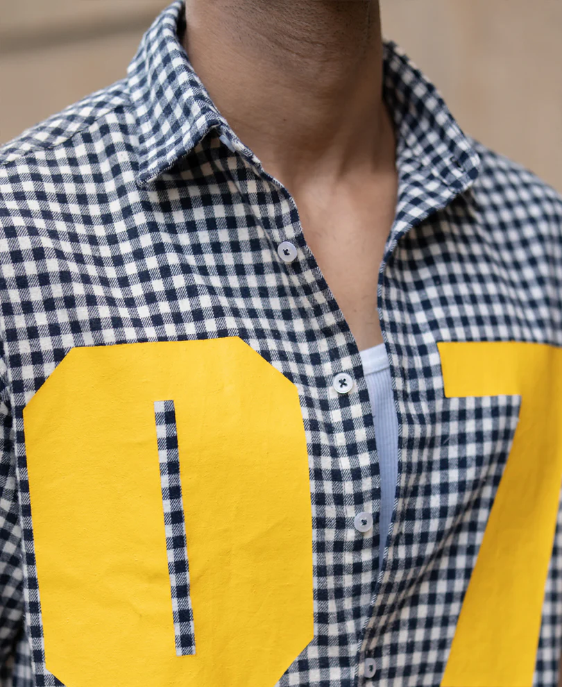 Navy Microchecks Print Shirt - Image 4