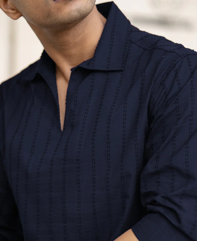 Navy Blue Full Sleeves Shirt 100% Cotton - Image 4