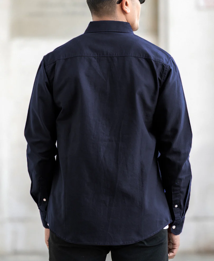 Navy Oxford Shirt 100% Cotton - Image 3