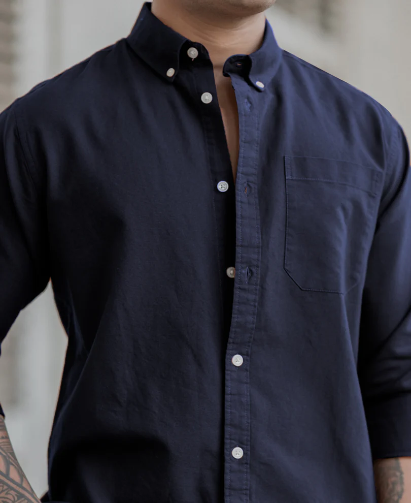 Navy Oxford Shirt 100% Cotton - Image 4