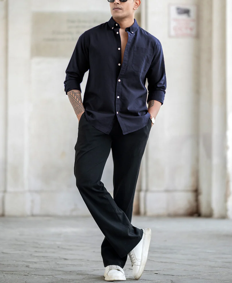 Navy Oxford Shirt 100% Cotton - Image 5