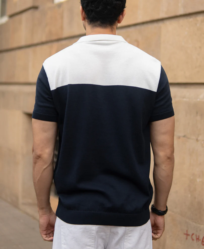 Navy Colour Block T-Shirt 100% Cotton - Image 4