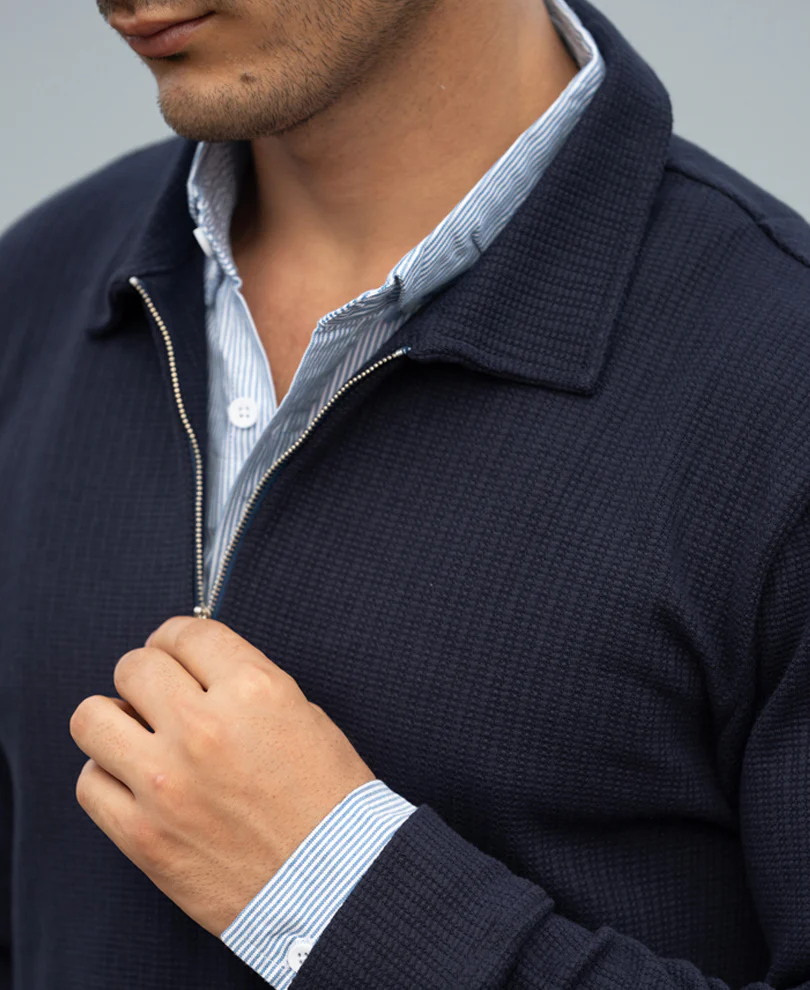 Navy Contrast Collar Polo T-Shirt - Image 5