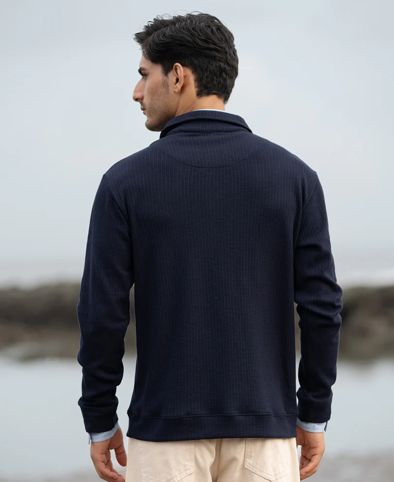 Navy Contrast Collar Polo T-Shirt - Image 6