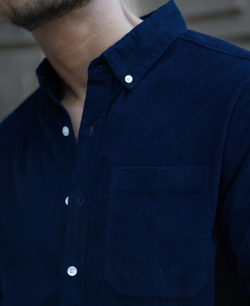 Navy Corduroy Shirt 100% Cotton - Image 3