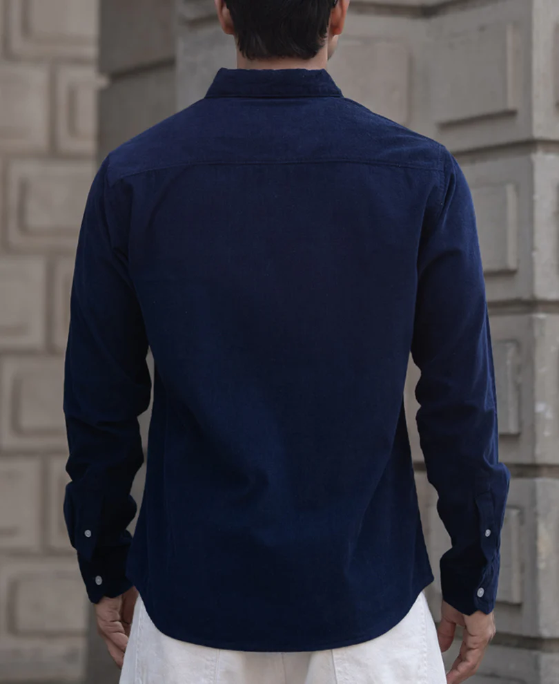 Navy Corduroy Shirt 100% Cotton - Image 4