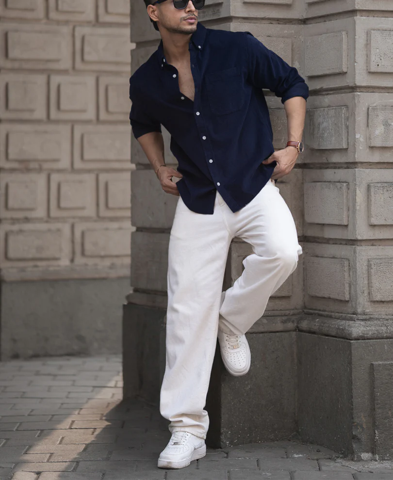 Navy Corduroy Shirt 100% Cotton - Image 5