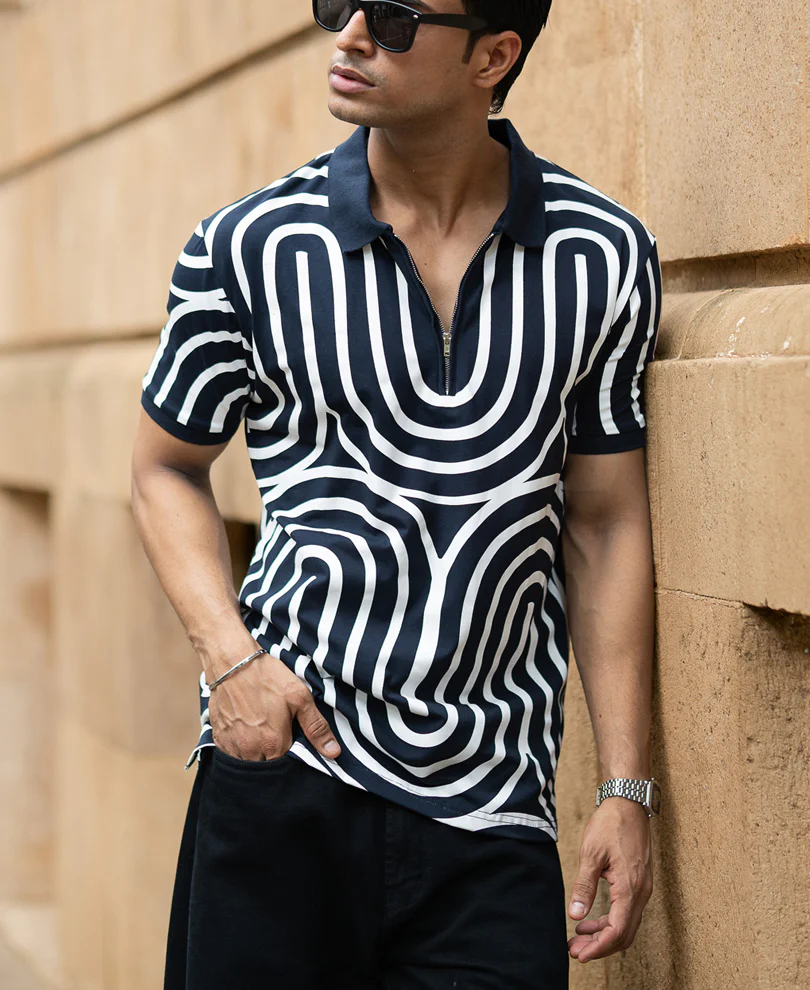 Navy Lightweight Printed T-Shirt 100% Cotton - Image 2