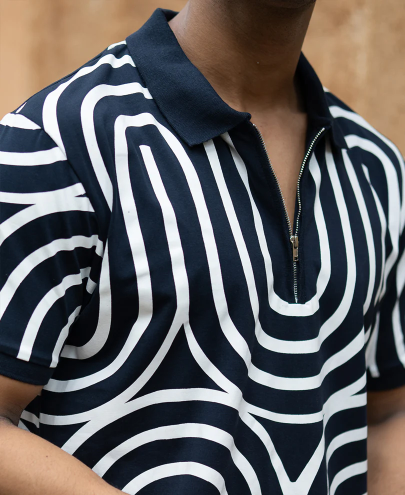 Navy Lightweight Printed T-Shirt 100% Cotton - Image 3