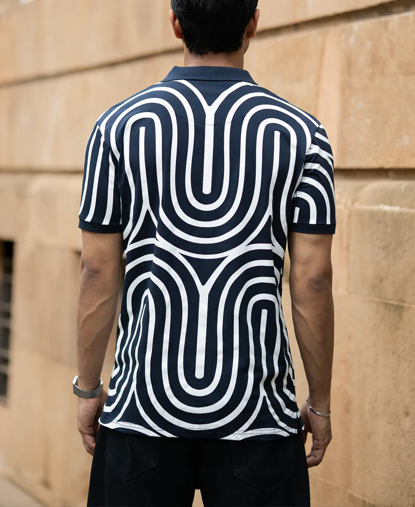 Navy Lightweight Printed T-Shirt 100% Cotton - Image 5