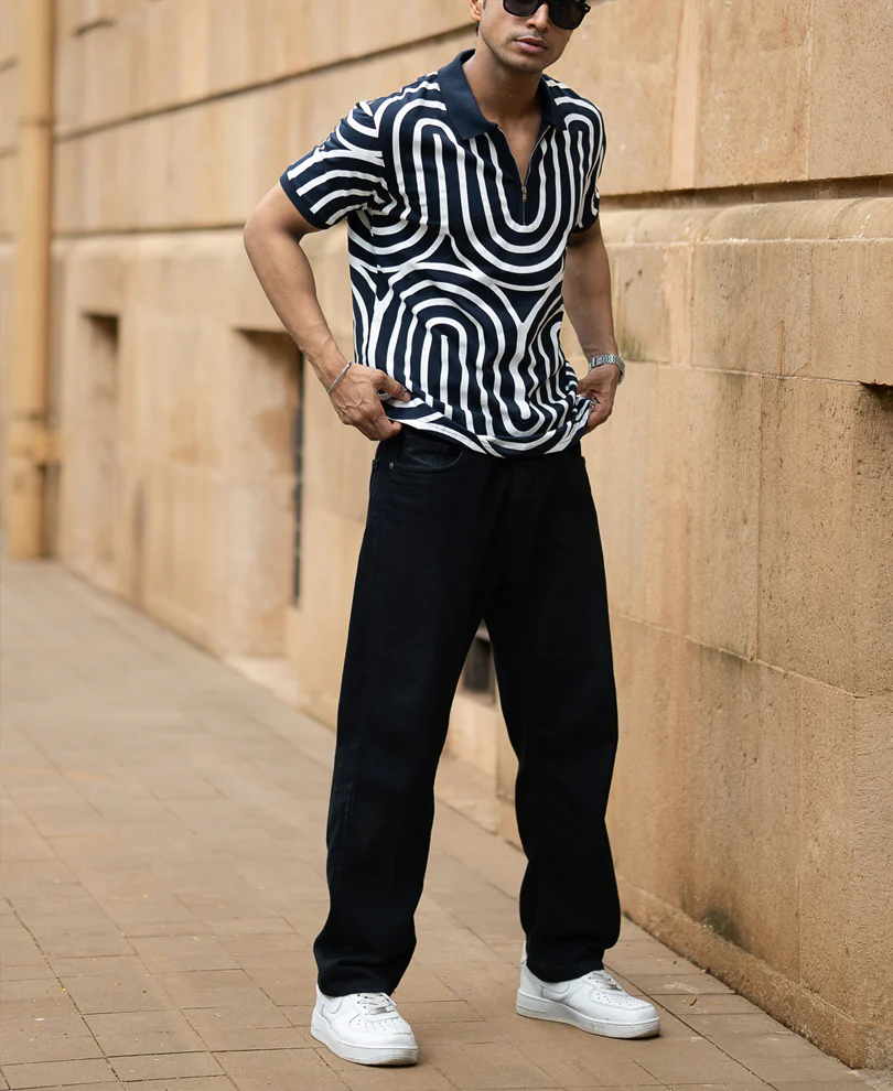 Navy Lightweight Printed T-Shirt 100% Cotton - Image 6