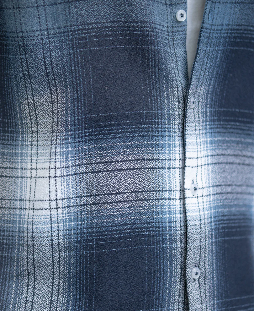 Navy Ombre Checks Shirt - Image 4