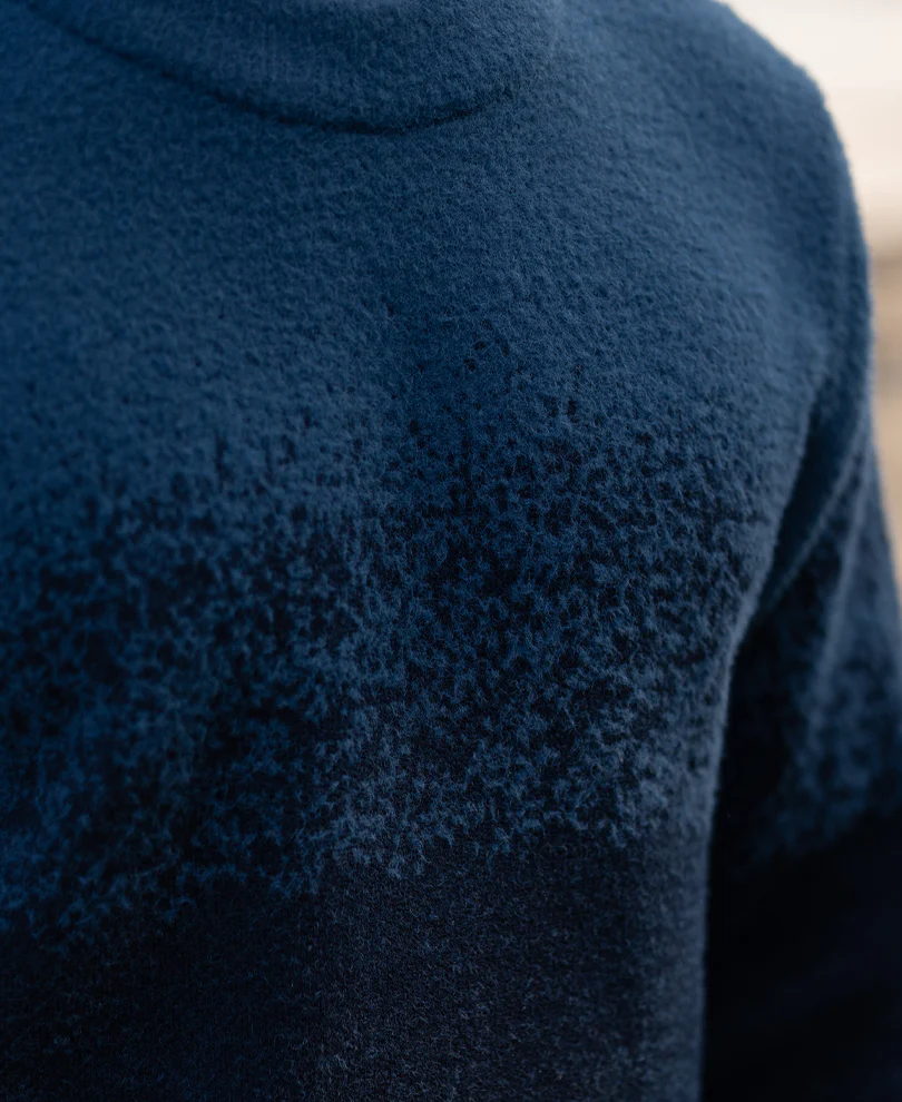 Navy Ombre Jacquard Knit T-Shirt - Image 3