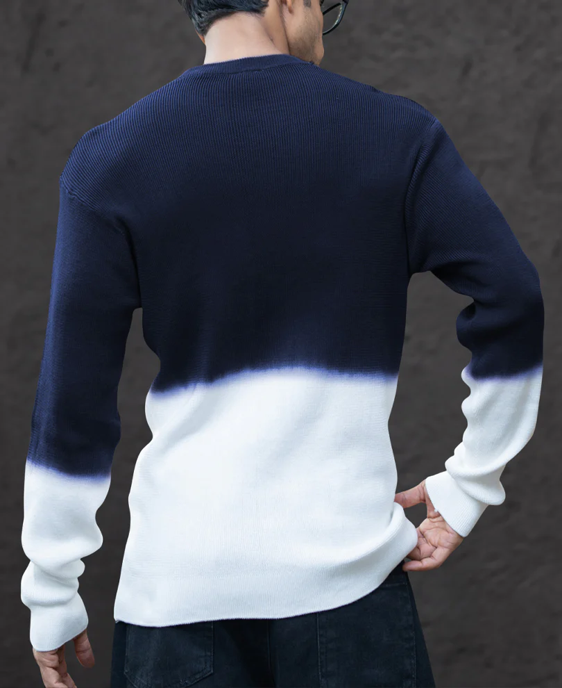 Navy Ombre Knit T-Shirt 100% Cotton - Image 5
