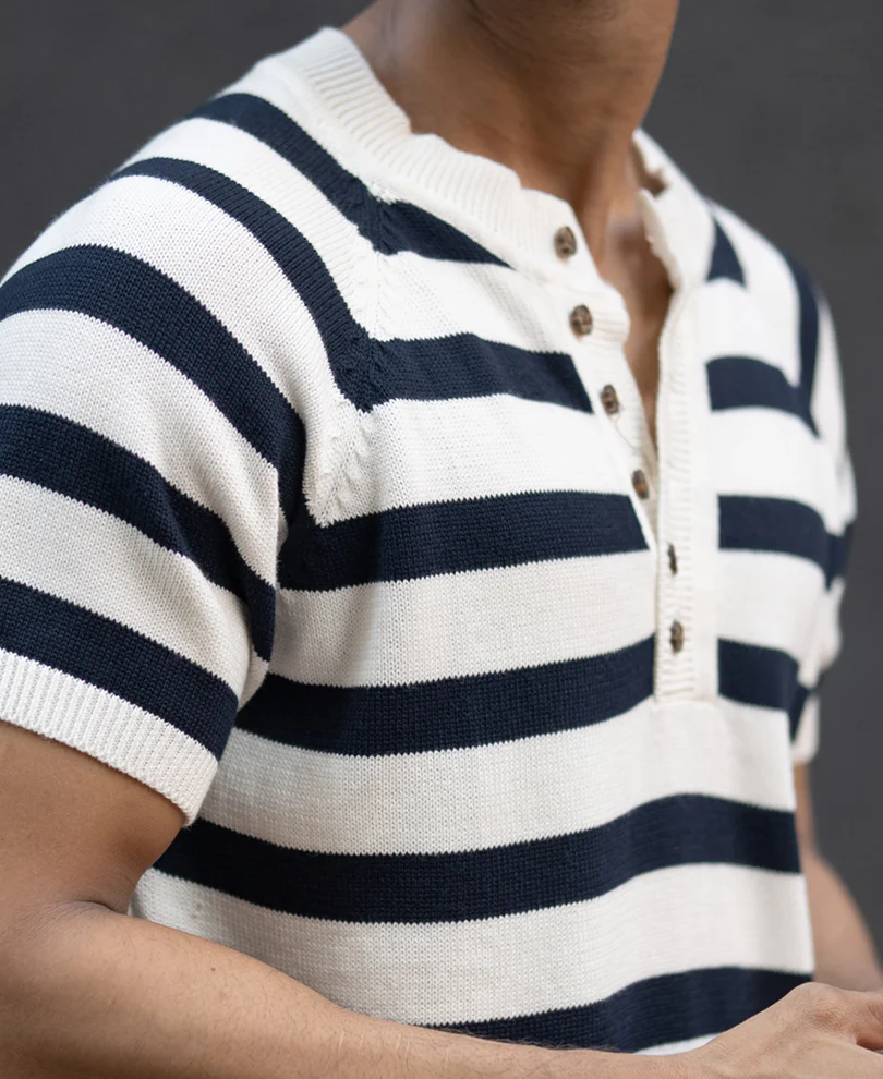 Navy Striped Raglan T-Shirt 100% Cotton - Image 3