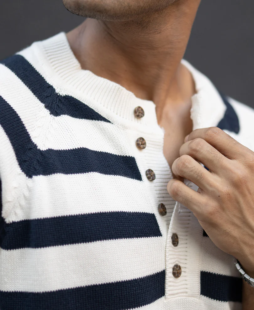 Navy Striped Raglan T-Shirt 100% Cotton - Image 5