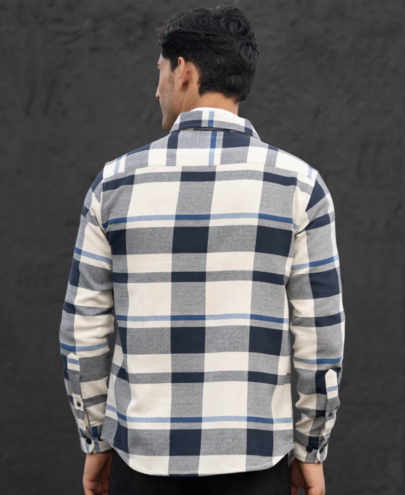 Navy Structure Checks Shirt - Image 5