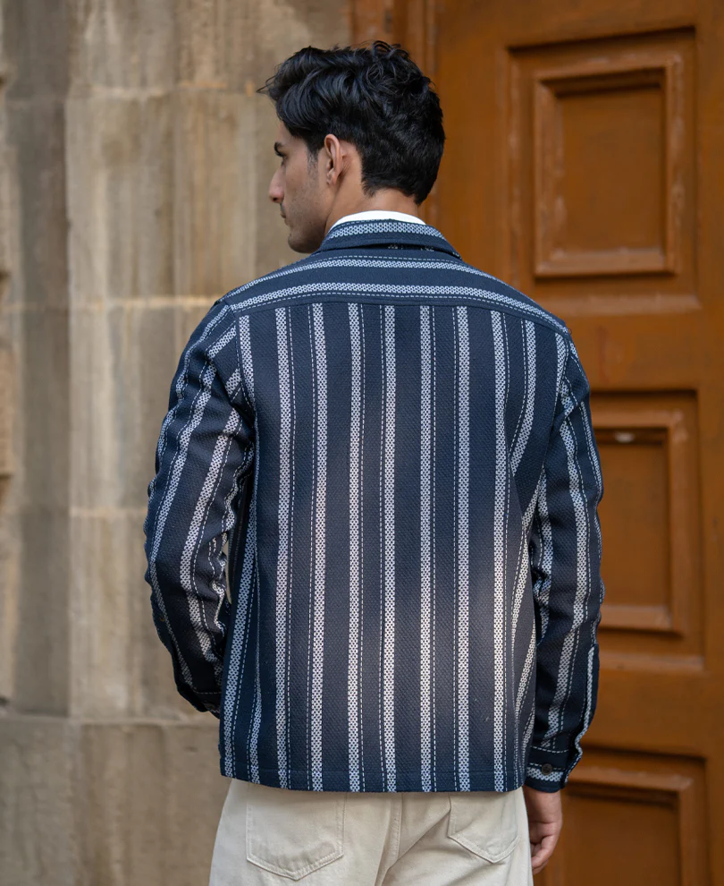 Navy Structure Stripe Shirt - Image 5