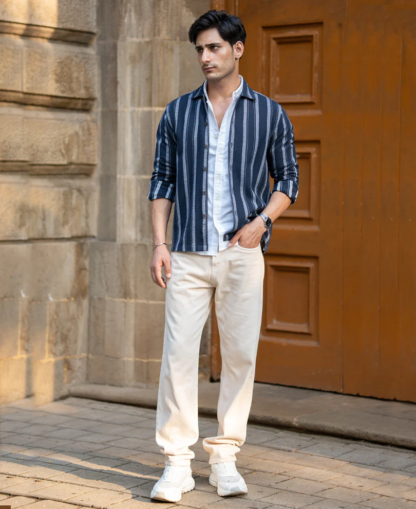 Navy Structure Stripe Shirt - Image 6