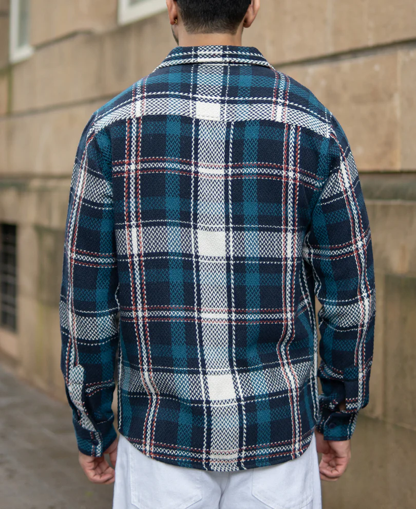 Navy Structured Checks Shirt - Image 5