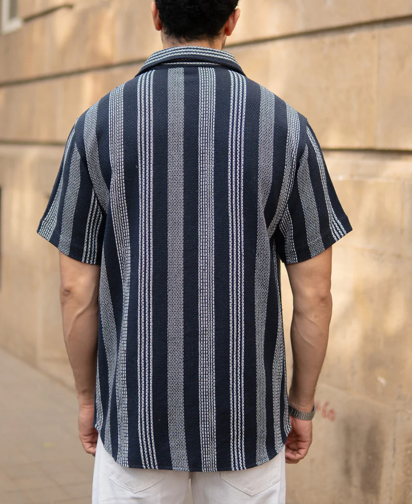 Navy Structured Stripe Shirt - Image 5