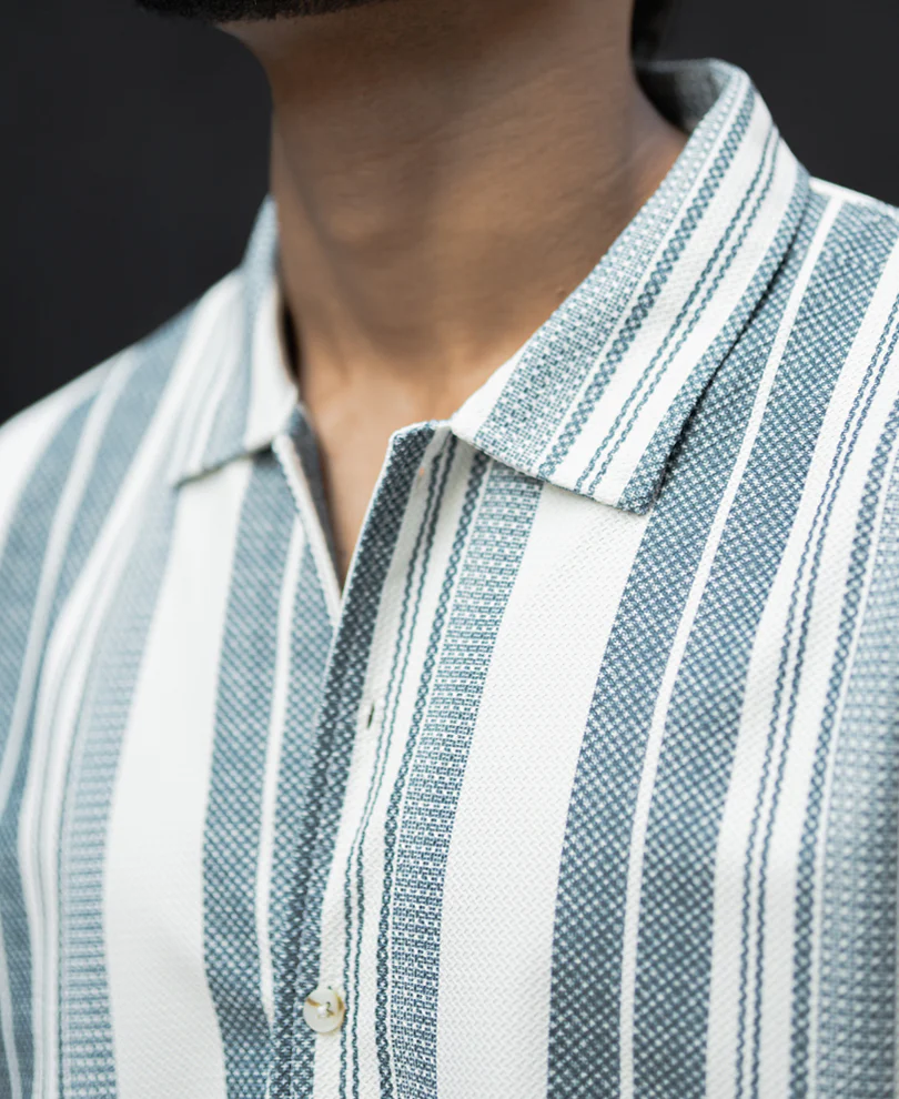 Off White And Blue Striped Regular Fit Full Sleeves Shirt - Image 5