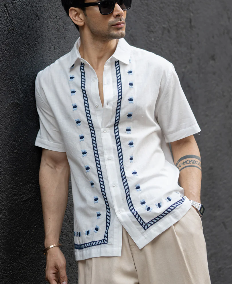 Off White Embroidered Shirt 100% Cotton - Image 2