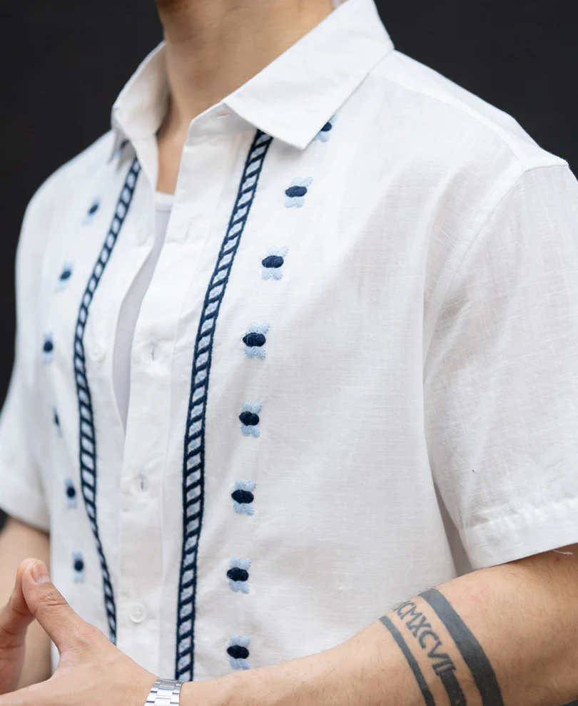 Off White Embroidered Shirt 100% Cotton - Image 3