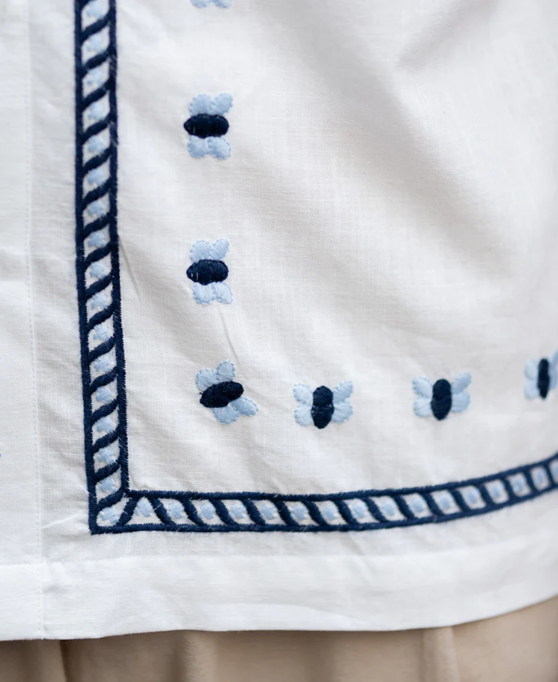 Off White Embroidered Shirt 100% Cotton - Image 4
