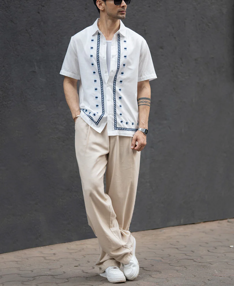 Off White Embroidered Shirt 100% Cotton - Image 6