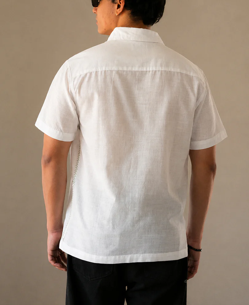 Off-White Floral Embroidery Shirt 100% Cotton - Image 5