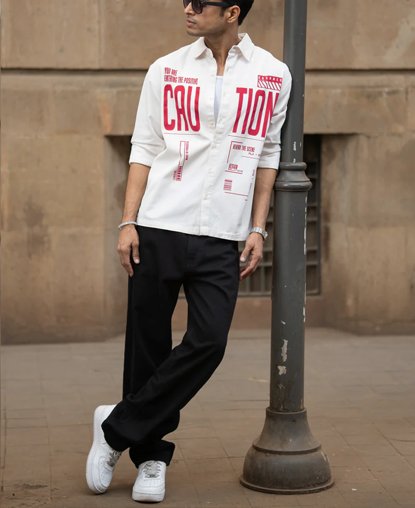 Off-White Graphic Twill Shirt 100% Cotton - Image 6